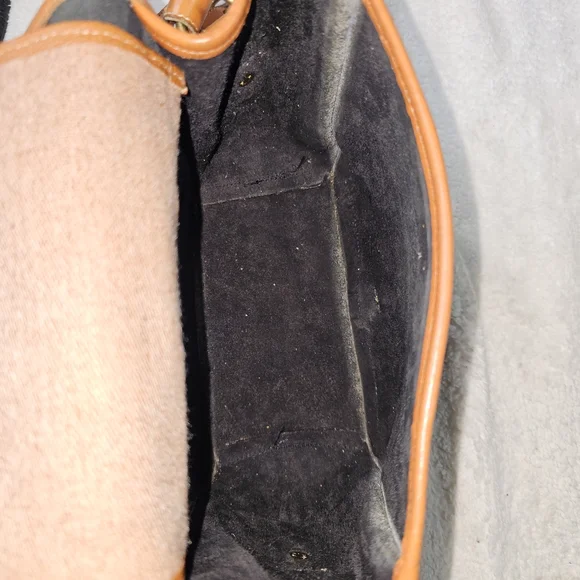 Vintage Dooney & Bourke Black Brown Leather Crossbody Satchel Bag Purse - Picture 13 of 16